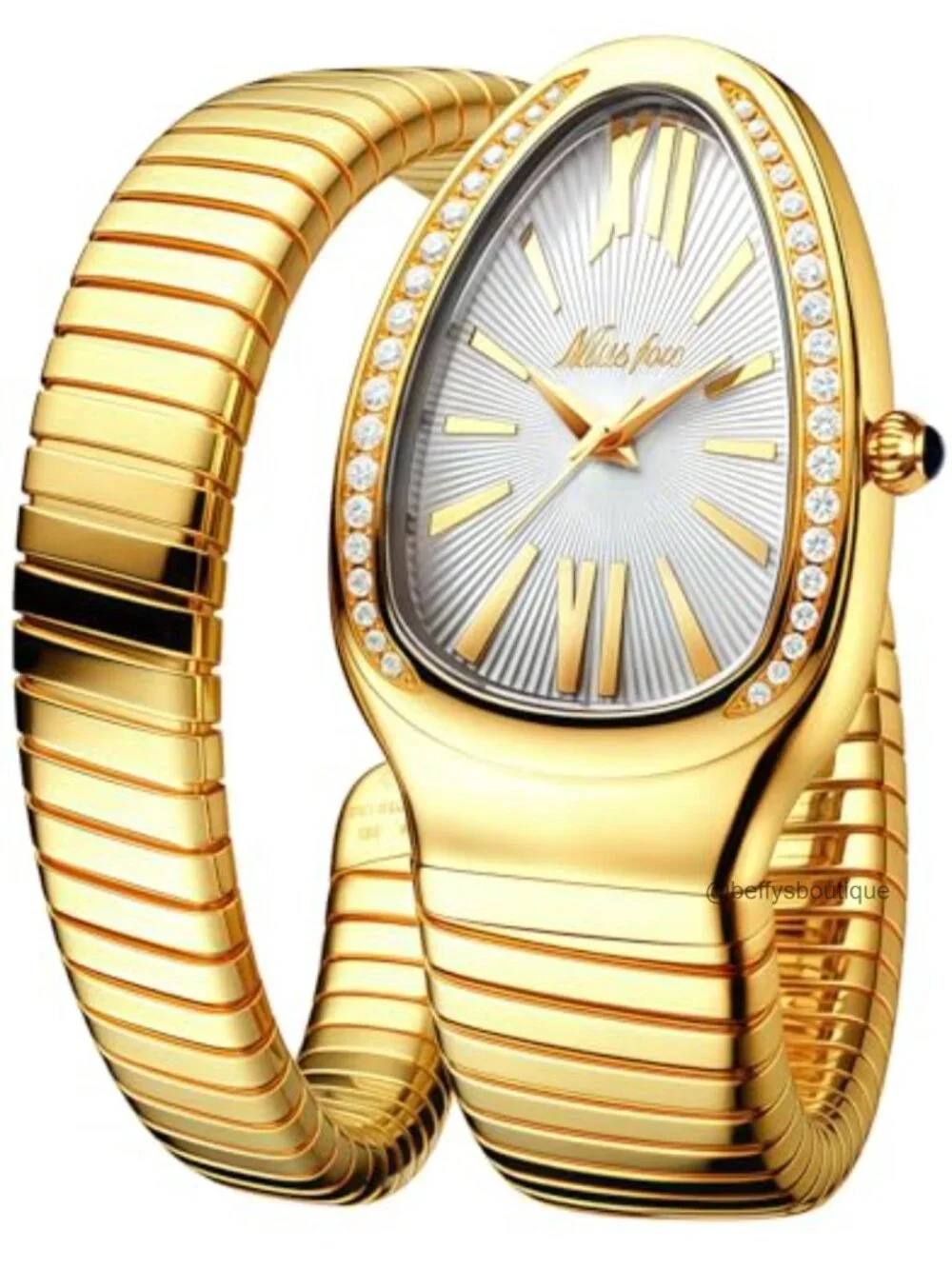 Snake Shape Face Women's Wrist Watch Waterproof Stainless Steel Dress Watch